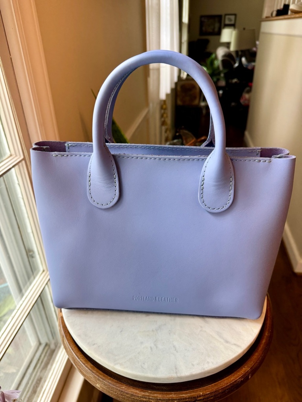 Portland Leather Perwinkle Purse Large Raindrop/Rainstorm Zip - Picture 5 of 7